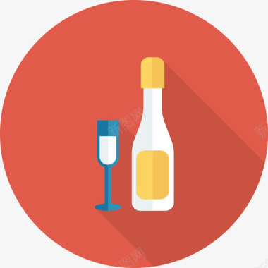 香槟食品和饮料22圆形图标图标
