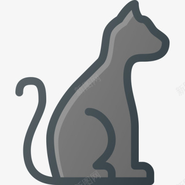 猫宠物配件线颜色图标图标