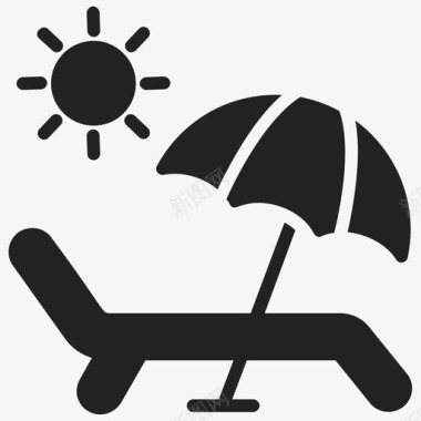 沙滩床沙滩椅日光浴图标图标