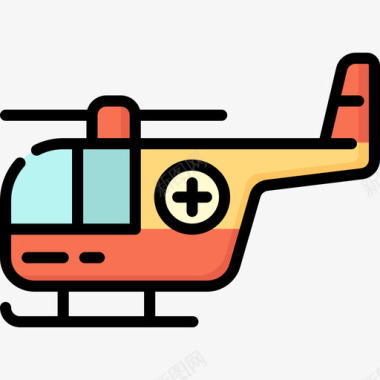 直升机医用47线性颜色图标图标