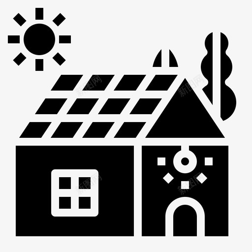 太阳能生态住宅图标svg_新图网 https://ixintu.com 住宅 固体能源 太阳能 生态
