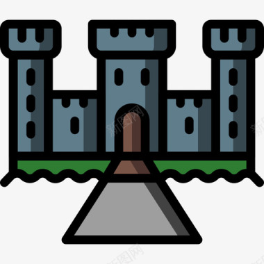 城堡23号楼线性颜色图标图标
