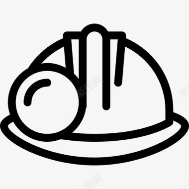 头盔建筑业线性图标图标