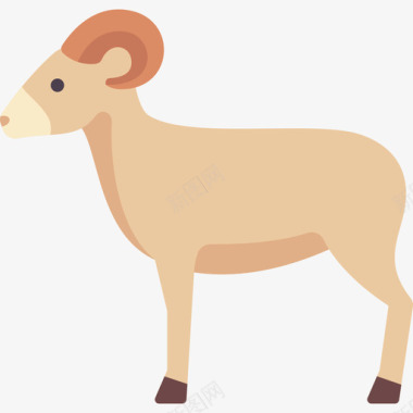 公羊动物与自然平坦图标图标