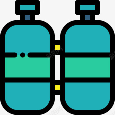 氧气罐运动型44线性颜色图标图标