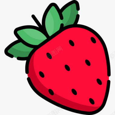 草莓食品和饮料10线性颜色图标图标