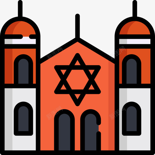 犹太教堂旅游地表情符号3线性颜色图标svg_新图网 https://ixintu.com 旅游地表情符号3 犹太教堂 线性颜色