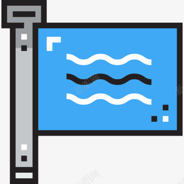 旗子航海和水手线型颜色图标图标