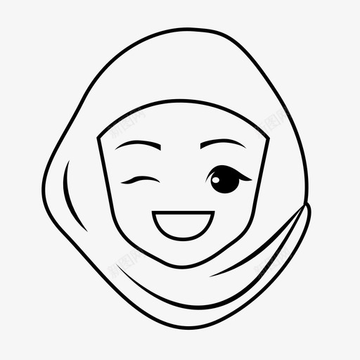 眨眼表情女孩图标svg_新图网 https://ixintu.com 伊斯兰教 头巾 头巾女孩表情 女孩 眨眼 穆斯林 表情