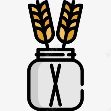 小麦感恩节19线形颜色图标图标