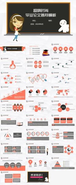 毕业答辩海报超萌时尚校园毕业论文答辩