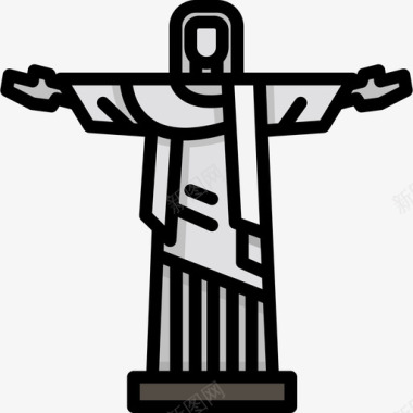 救世主基督纪念碑14线性颜色图标图标