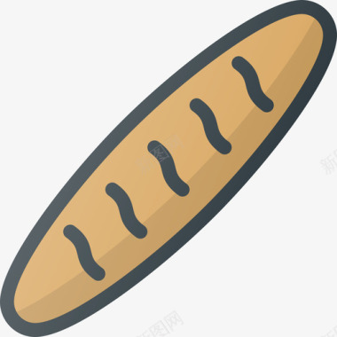 长棍面包食物42线形颜色图标图标