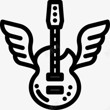 电吉他摇滚乐5线性图标图标