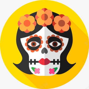墨西哥骷髅死亡日FLAT图标图标