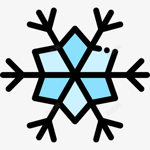 雪花冬季自然2线性颜色图标svg_新图网 https://ixintu.com 冬季自然2 线性颜色 雪花