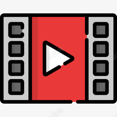 视频播放器用户界面4线颜色图标图标