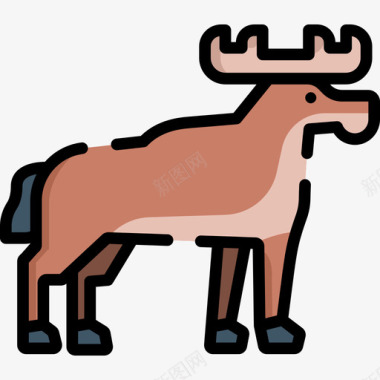驼鹿动物29线形颜色图标图标