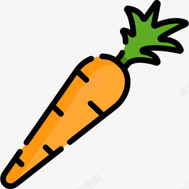 胡萝卜食物和饮料10线颜色图标图标