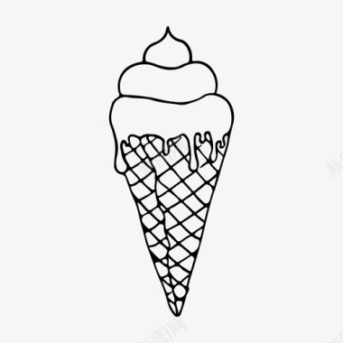 冰淇淋筒涂鸦食物图标图标