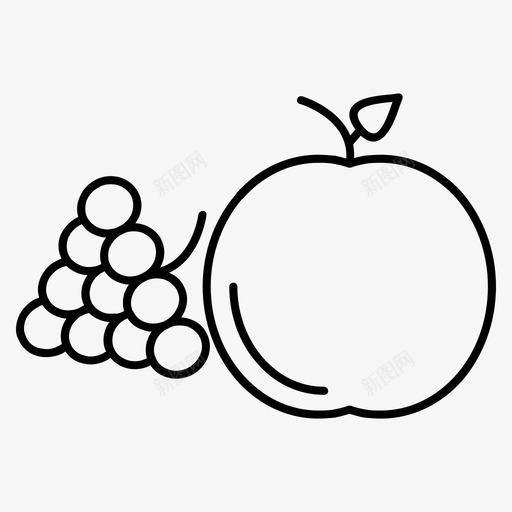 苹果和葡萄食物水果图标svg_新图网 https://ixintu.com 水果 苹果和葡萄 食物