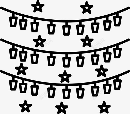 装饰庆祝星星图标svg_新图网 https://ixintu.com 串灯 圣诞图标 庆祝 星星 装饰