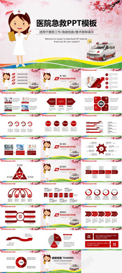 模板详情可爱卡通护士医院急救医学工作报告PPT动态模板