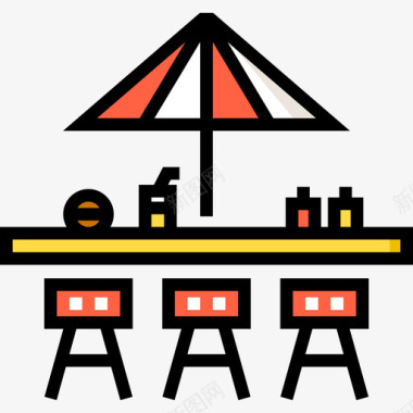餐桌食品车2线性颜色图标图标