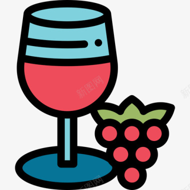葡萄酒健康生活方式10线性颜色图标图标