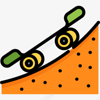 滑板冒险运动7线性颜色图标图标