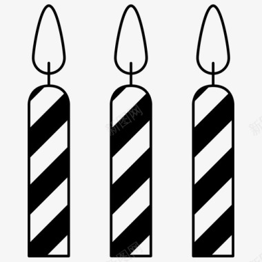 有条纹的蜡烛庆祝火焰图标图标