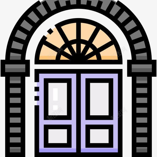 门复古装饰6线性颜色图标svg_新图网 https://ixintu.com 复古装饰6 线性颜色 门