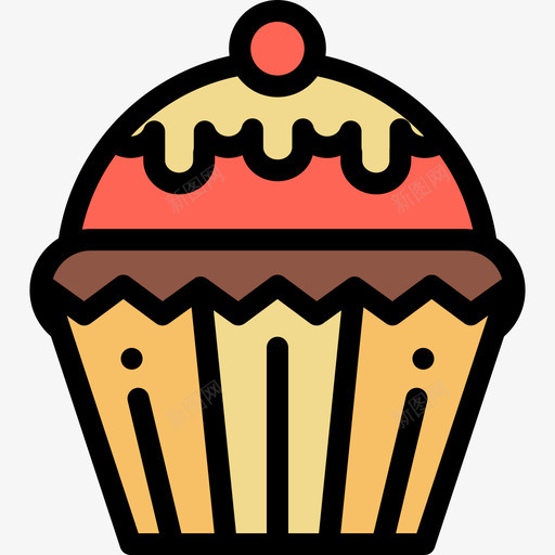 纸杯蛋糕甜点糖果原色图标svg_新图网 https://ixintu.com 原色 甜点糖果 纸杯蛋糕