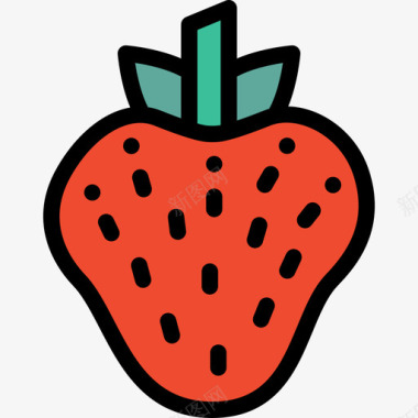 草莓健康生活9线性颜色图标图标