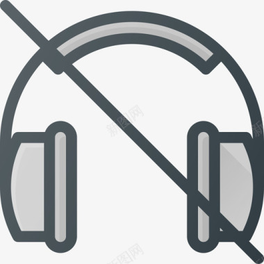 无耳机音乐音频3线性颜色图标图标