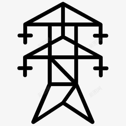 输电电线杆电线塔图标svg_新图网 https://ixintu.com 电线塔 电线杆 能源线图标 输电