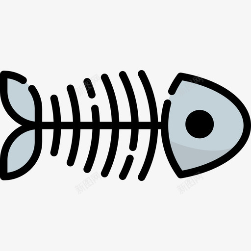 鱼骨海洋生物8线性颜色图标svg_新图网 https://ixintu.com 海洋生物8 线性颜色 鱼骨