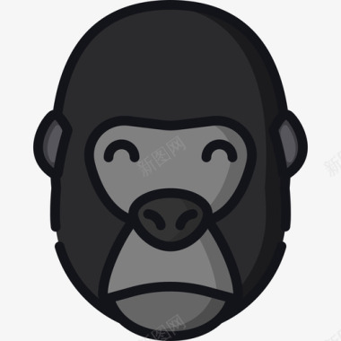 大猩猩野生动物园6线性颜色图标图标