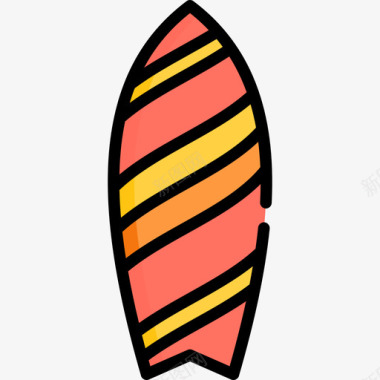 冲浪板暑假5线性颜色图标图标