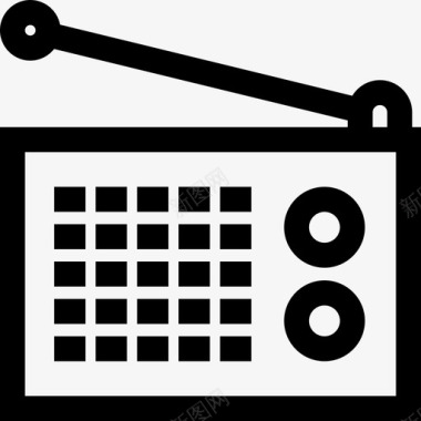 收音机音乐音响4线性图标图标