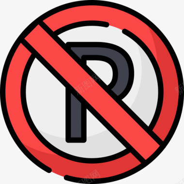 禁止停车交通标志9线形颜色图标图标