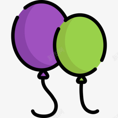 气球万圣节43线性颜色图标图标