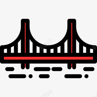 桥城市元素7线性颜色图标图标