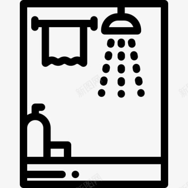 淋浴浴室用品2线性图标图标