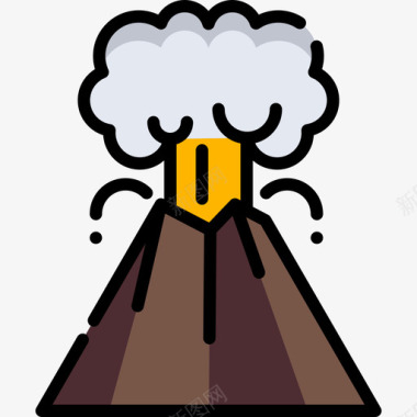 火山旅行地点表情符号3线性颜色图标图标
