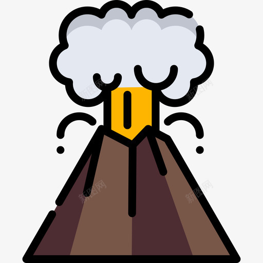火山旅行地点表情符号3线性颜色图标svg_新图网 https://ixintu.com 旅行地点表情符号3 火山 线性颜色