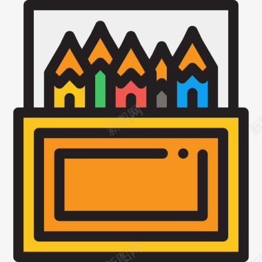 铅笔盒艺术工作室5线性颜色图标图标