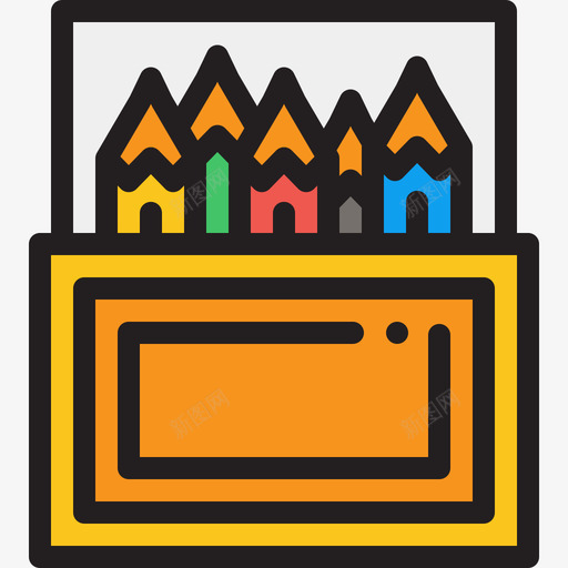 铅笔盒艺术工作室5线性颜色图标svg_新图网 https://ixintu.com 线性颜色 艺术工作室5 铅笔盒