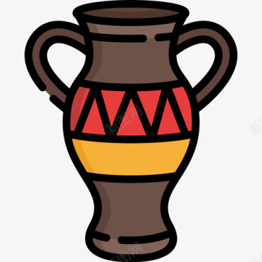 花瓶非洲2线性颜色图标图标