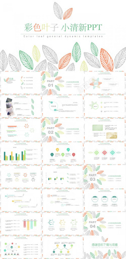 小清新装饰图案彩色简洁清新叶子图案